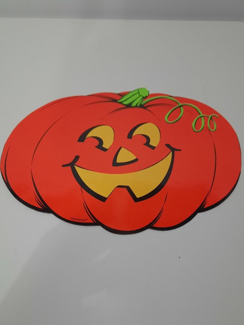 Vintage Amscan Halloween Pumpkin Jack O Lantern Die Cut Double Sided Decor
